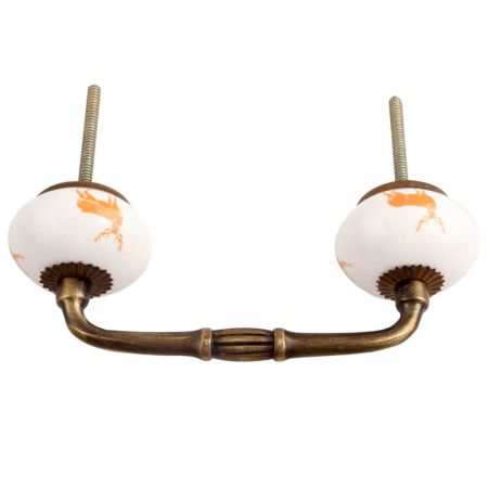 Orange Standing Rein Deer Pattern Ceramic Bridge Handle